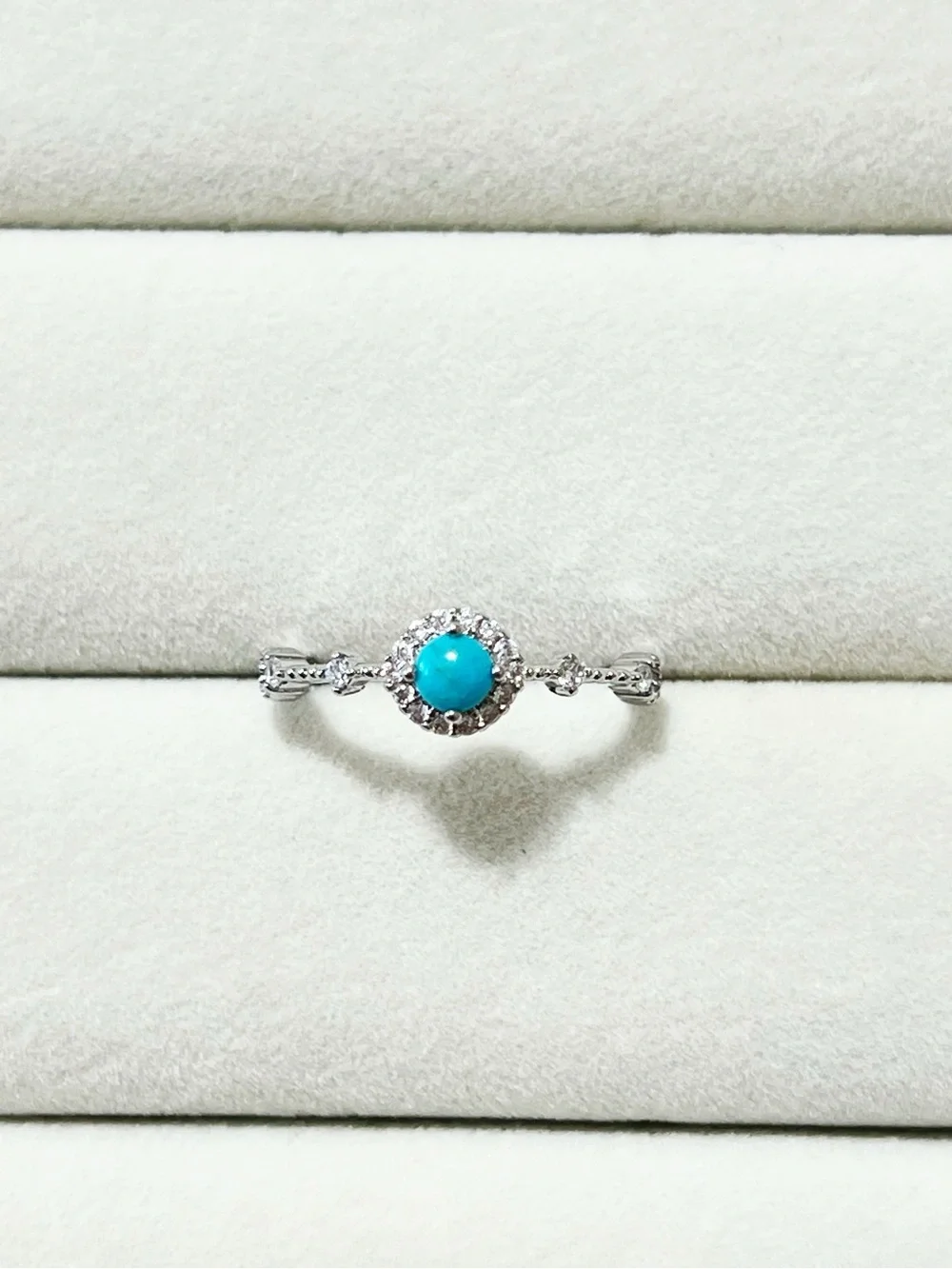Natural Dainty Turquoise Stone Ring | Silver Plated | One Size Adjustable